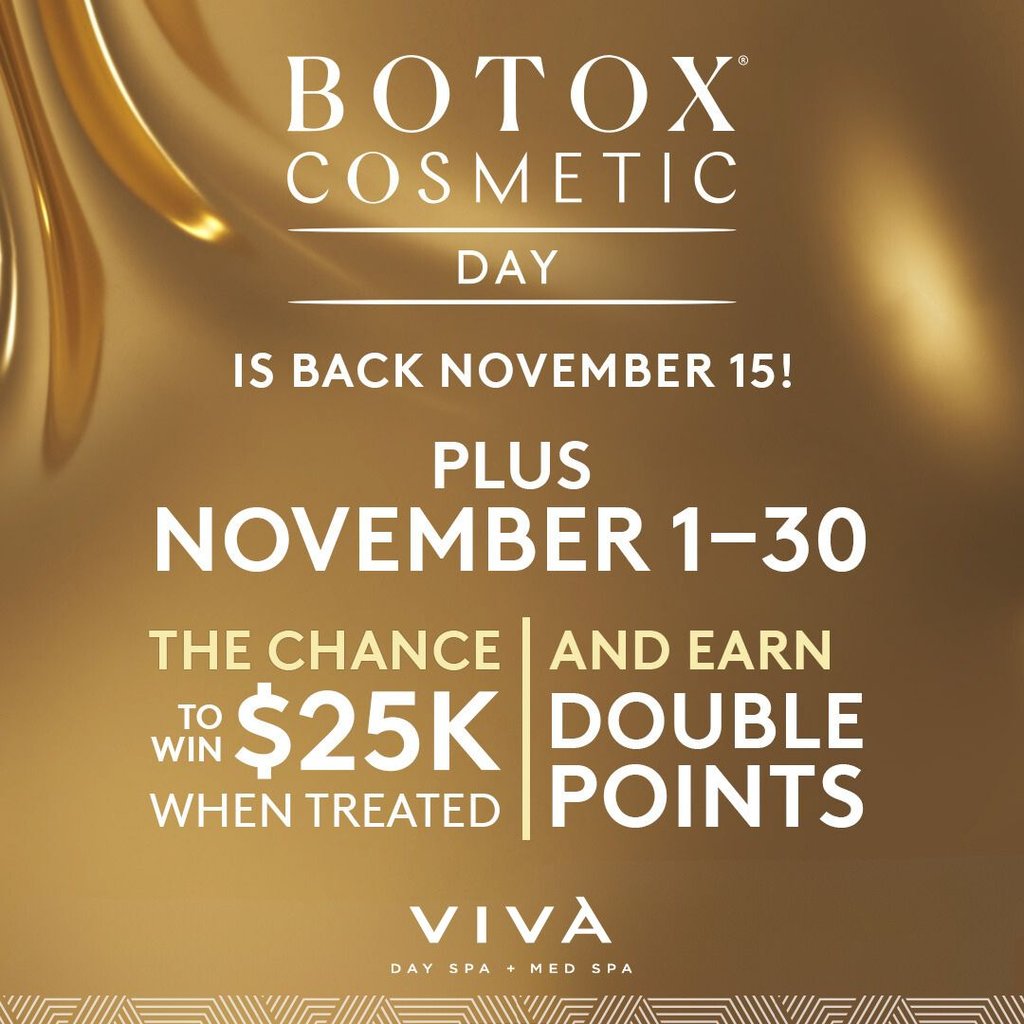 Alle Botox Cosmetic Day Is November 15, 2023. Botox Gift Card Special is "Buy $50 Gift Card, Get A $50 Gift Card Free." Earn double Alle points during the month of November.