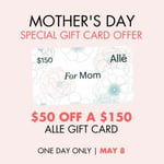 Graphic of a $150 Alle Mother's Day Gift Card that includes the text "For Mom" 