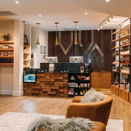 Front desk in main lobby of Viva Day Spa Lamar location in Austin, TX.